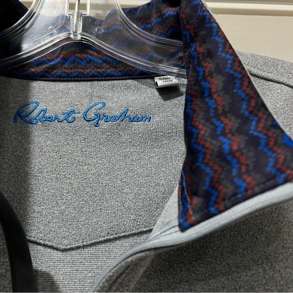 Robert Graham Men’s 2X XXL Gray Quarter Zip Sweater Fleece Aztec Collar R6 - Picture 4 of 6